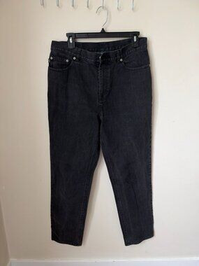 Vintage Ralph Lauren Black Denim Jeans | Tapered Leg | Size 12 | 32 Inch Inseam